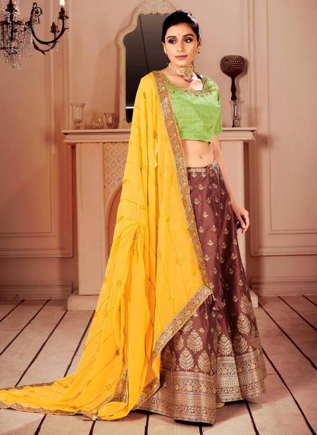 Brown Colour ANANDAM MASAKALI Exclusive Wedding Wear Silk Printed Designer Lehenga Choli Collection 2347